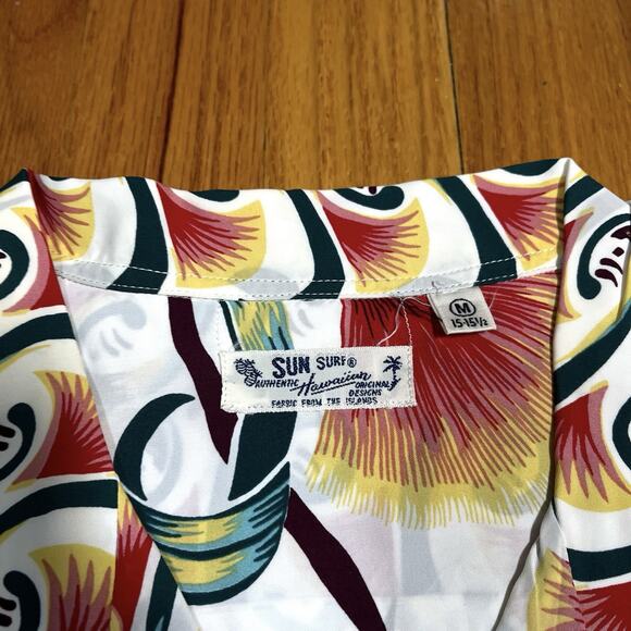 Sun Surf Vibrant Floral Reproduction Aloha Hawaiian Shirt Made in Japan Medium - Picture 11 of 11